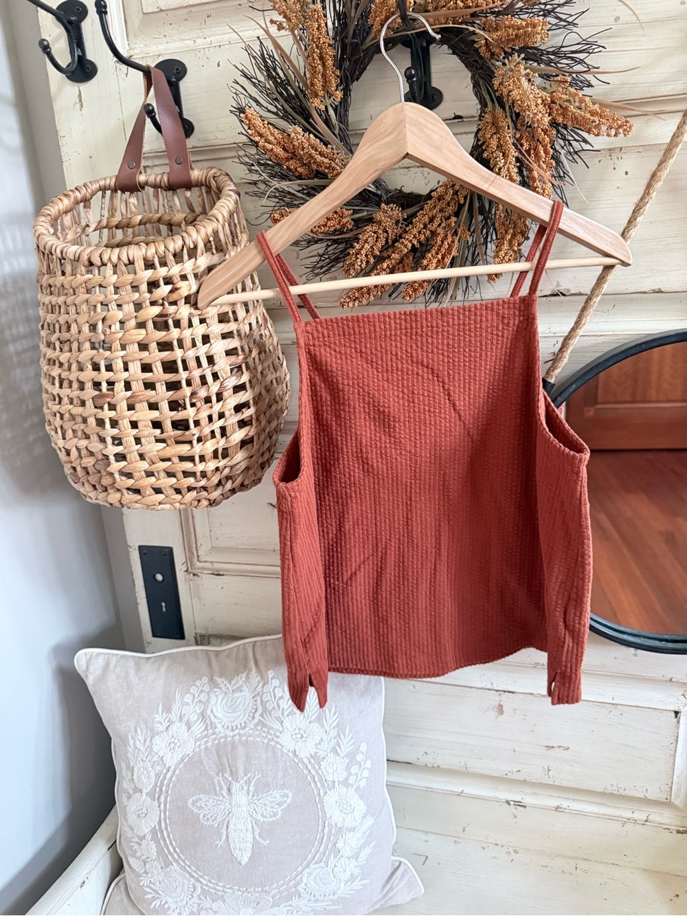 Madewell Rust Textured Spaghetti-Strap Tank
